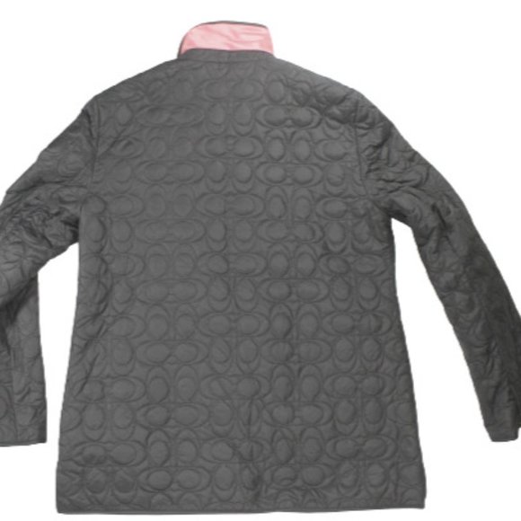 Coach Womens Jacket M Quilted Black Pink Monogram Designer Fashion - Picture 3 of 8